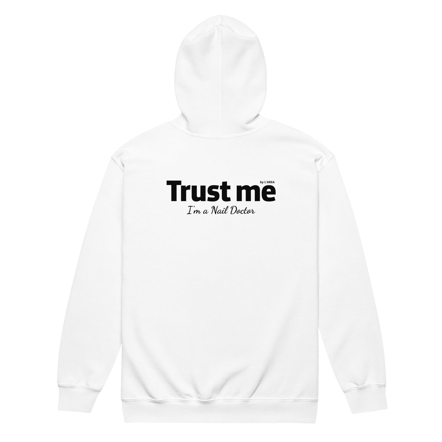 Unisex heavy blend zip hoodie with sign "Trust me, I'm a nail doctor."