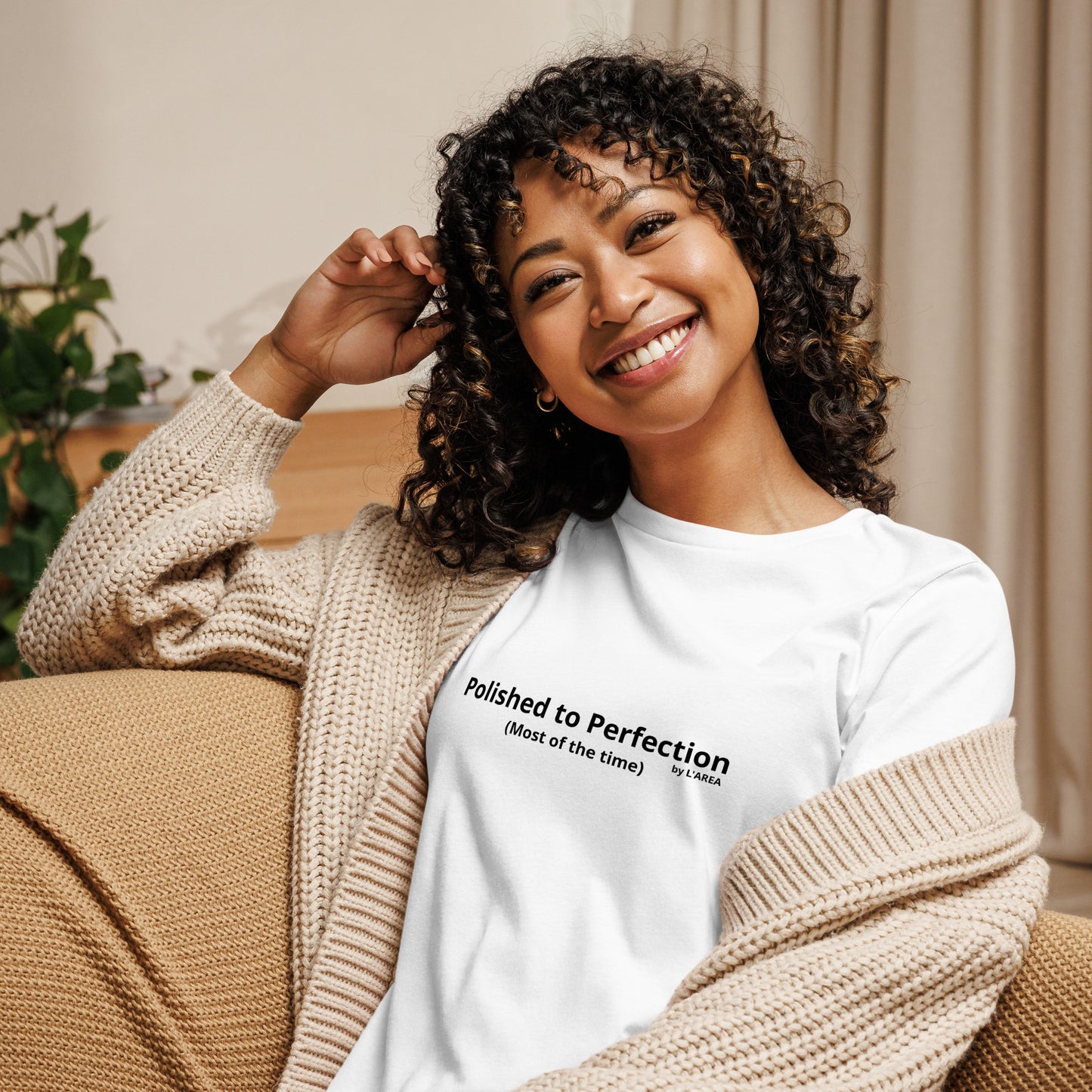 Women's Relaxed T-Shirt with sign "Polished to perfection".